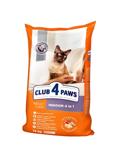 Корм сухой для кошек Club 4 Paws Indoor, 14 кг, для домашних кошек