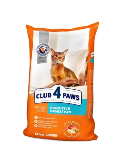 Корм сухой для кошек Club 4 Paws Sensitive Digestion, 14 кг, для чувствительного пищеварения