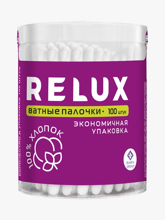 Ватные палочки RELUX (цилиндр), 100 шт - 