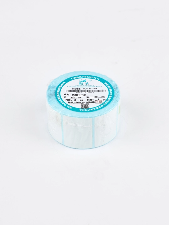 Termoetiketkalar, termoprinterlar uchun o‘zi yopishadigan stikerlar, roliklarda, 43 * 25 mm, 800 dona, 1 o‘ram