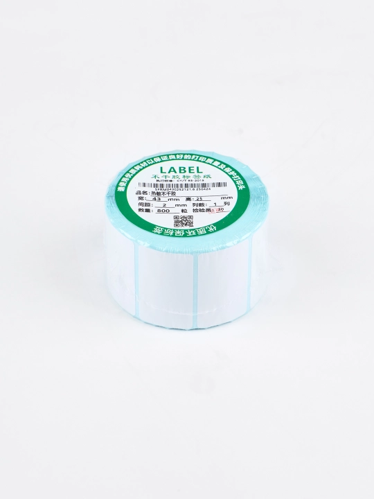 Termoetiketkalar, termoprinterlar uchun o‘zi yopishadigan stikerlar, roliklarda, 43 * 25 mm, 800 dona, 1 o‘ram