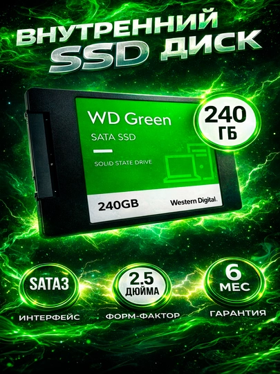 SSD SATA 3 6Gb/s WD GREEN 120GB OEM для ноутбука и ПК