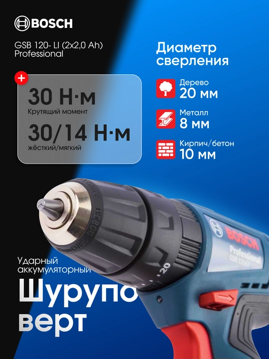Дрель шуруповерт Bosch GSB 120-LI 06019G8100