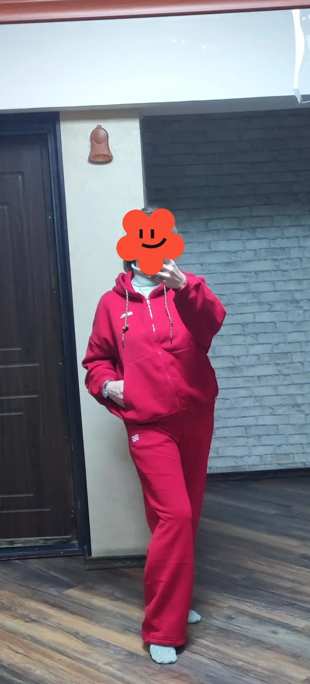 Костюм теплый с начесом на флисе, спортивный, оверсайз
