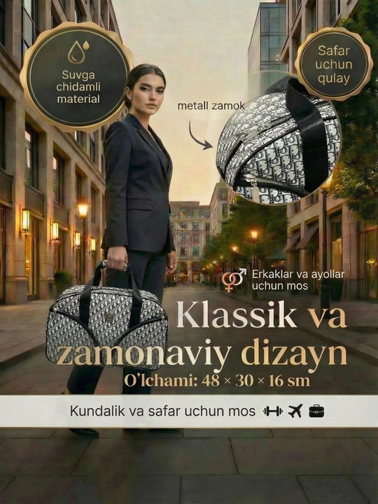 Sayohat, sport  va kundalik foydalanish uchun eko charim unversal sumka
