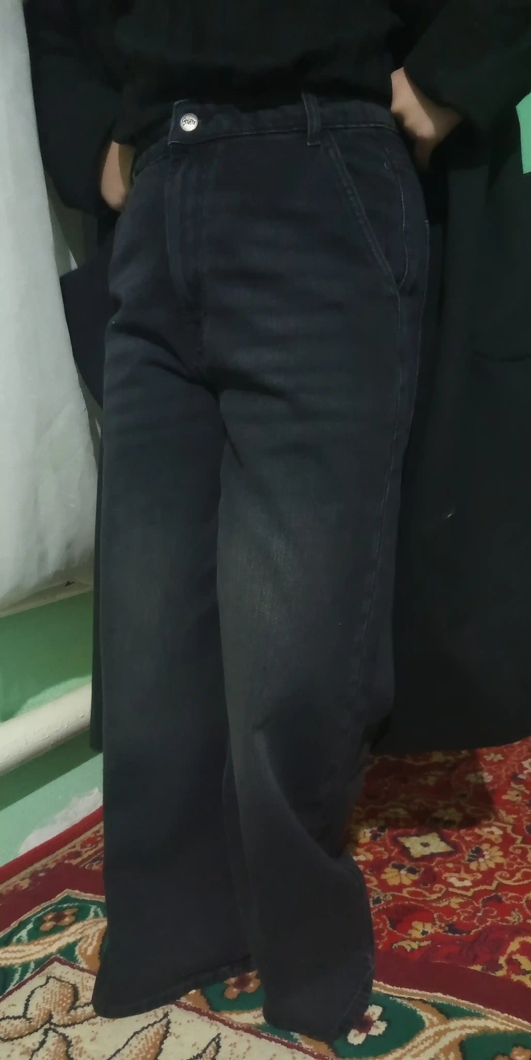 Keng jinsi, ayollar, baggi, qora baggy jeans y2k, paxta