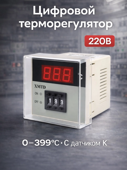 220V raqamli termoregulyator (0–399°C, K-datchik bilan) - 