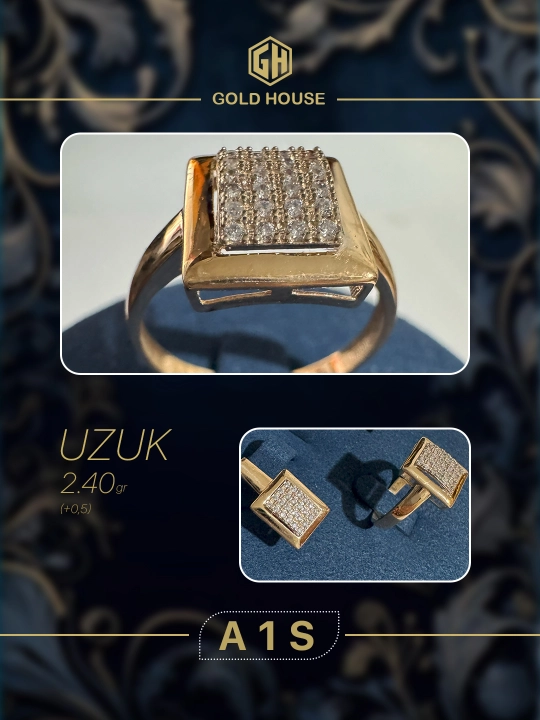 Золотое кольцо с фианитом — модель A1S, 2.3 г | GOLD HOUSE