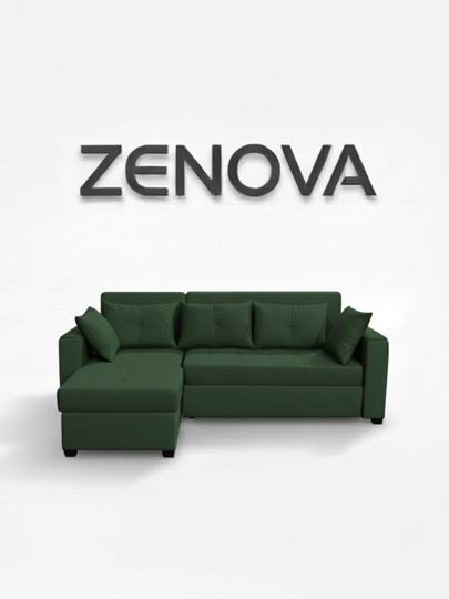 "ZENOVA" ,мягкая мебель, мебель, угловая мебель, кухонная мебель, мебель для гостиной — LOFTFUR-ZENOVA230X150-ТЕМНЗЕЛ-ZNOchap-ZNOdeky-ZNOmato