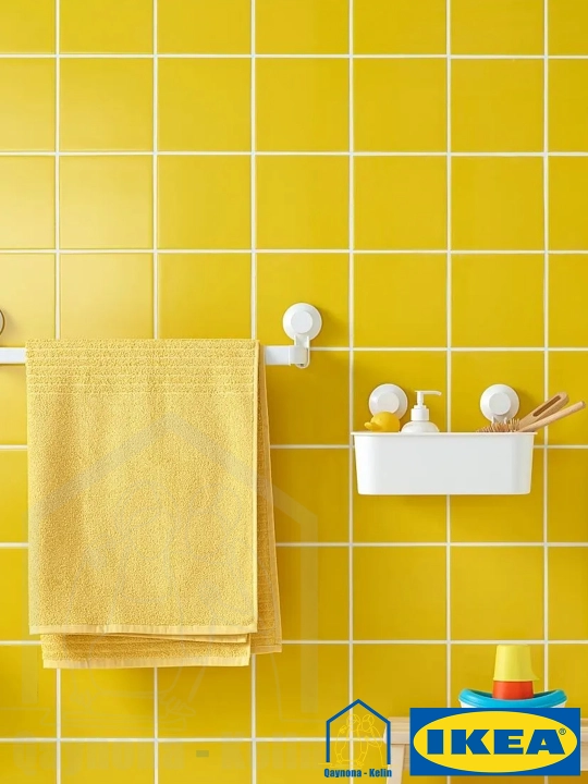 Полка для ванной без сверления настенная, полка на присосках в ванную, IKEA TISKEN