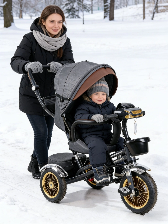 Bolalar uch g‘ildirakli velosipedi, yotish yoki o‘tirish mumkin, 2 ta 1 da