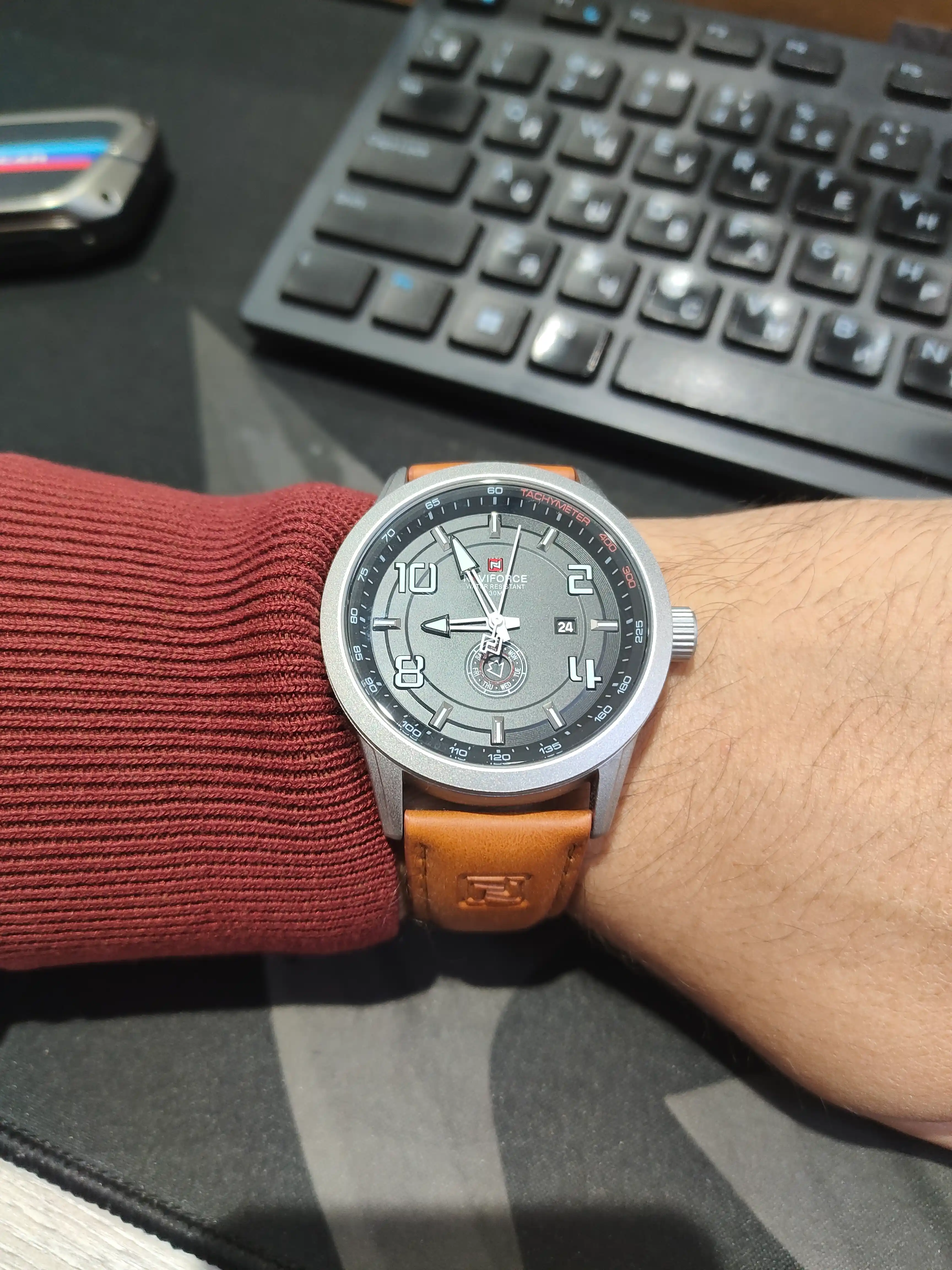 Мужские кварцевые часы Naviforce 9229, армейский стиль