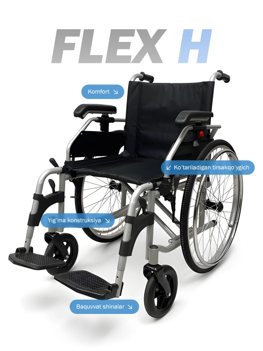Инвалидная коляска Flex H, комнатная, складная, ширина сиденья 46 см - 