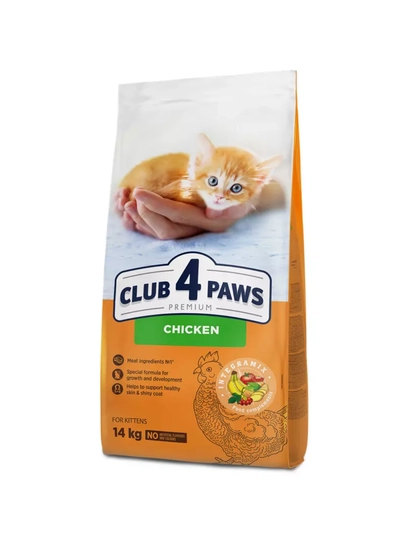 Корм сухой для котят Club 4 Paws Kitten Chicken, 14 кг, с курицей