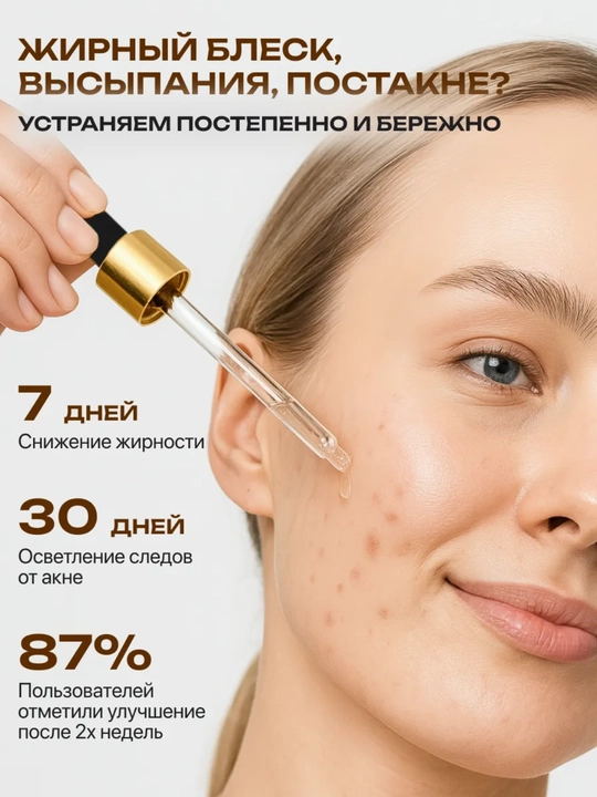 Сыворотка для лица от прыщей, акне и воспалений, для проблемной кожи