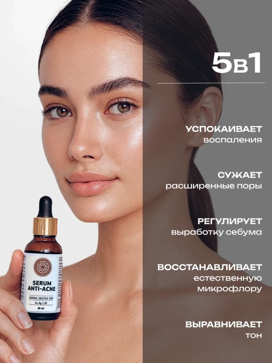 Сыворотка для лица от прыщей, акне и воспалений, для проблемной кожи