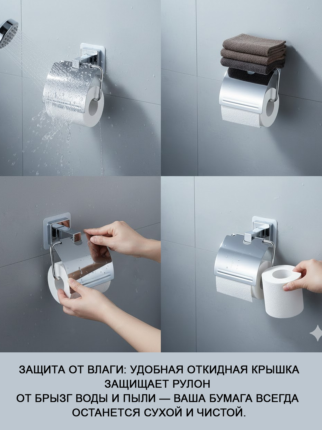 Держатель для туалетной бумаги с полкой, настенный, без сверления, металлический, серый