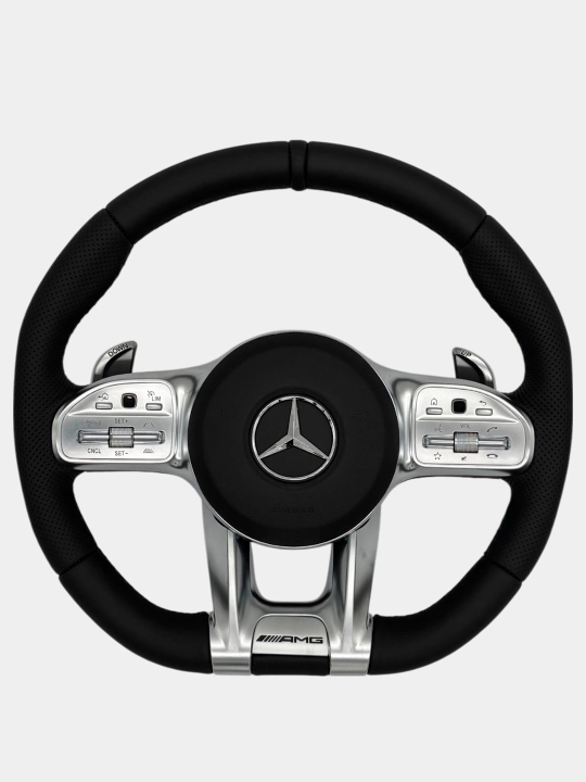 Avtomobil ruli Mercedes AMG qora Tiptronik RL, charmli, qora, seriy