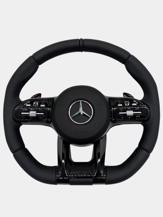 Avtomobil ruli Mercedes AMG qora Tiptronik RL, charmli, qora, seriy