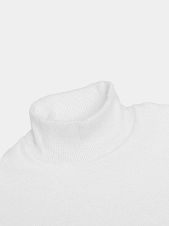 Bolalar uchun oq rangli vodolazka, sviter, paxta, yumshoq (unisex), maktab, bog`cha uchun