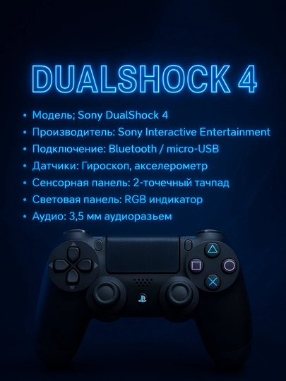 Беспроводной геймпад PS4, джойстик для компьютера и игровой приставки Sony PlayStation — GALAXXY-PS4DUAO-ЧЕРН