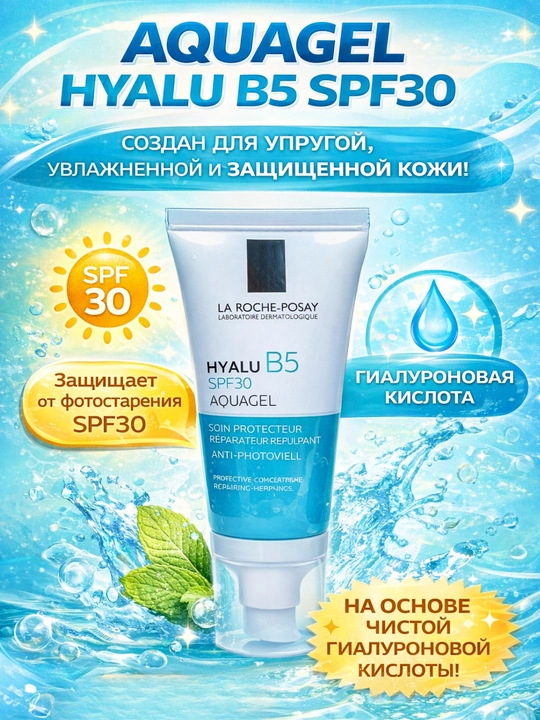 Антивозрастной, увлажняет, восстанавливает, повышает упругость HyaluB5 SPF30 aquagel 50мл - 