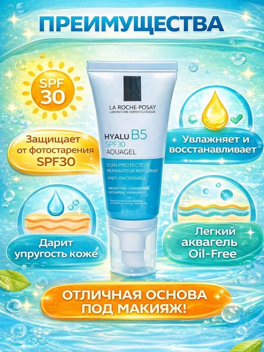 Ajinlarga qarshi,namlovchi,terini tiklovchi,elastiklik beruvchi Hyalu B5 SPF30 aquagel 50ml
