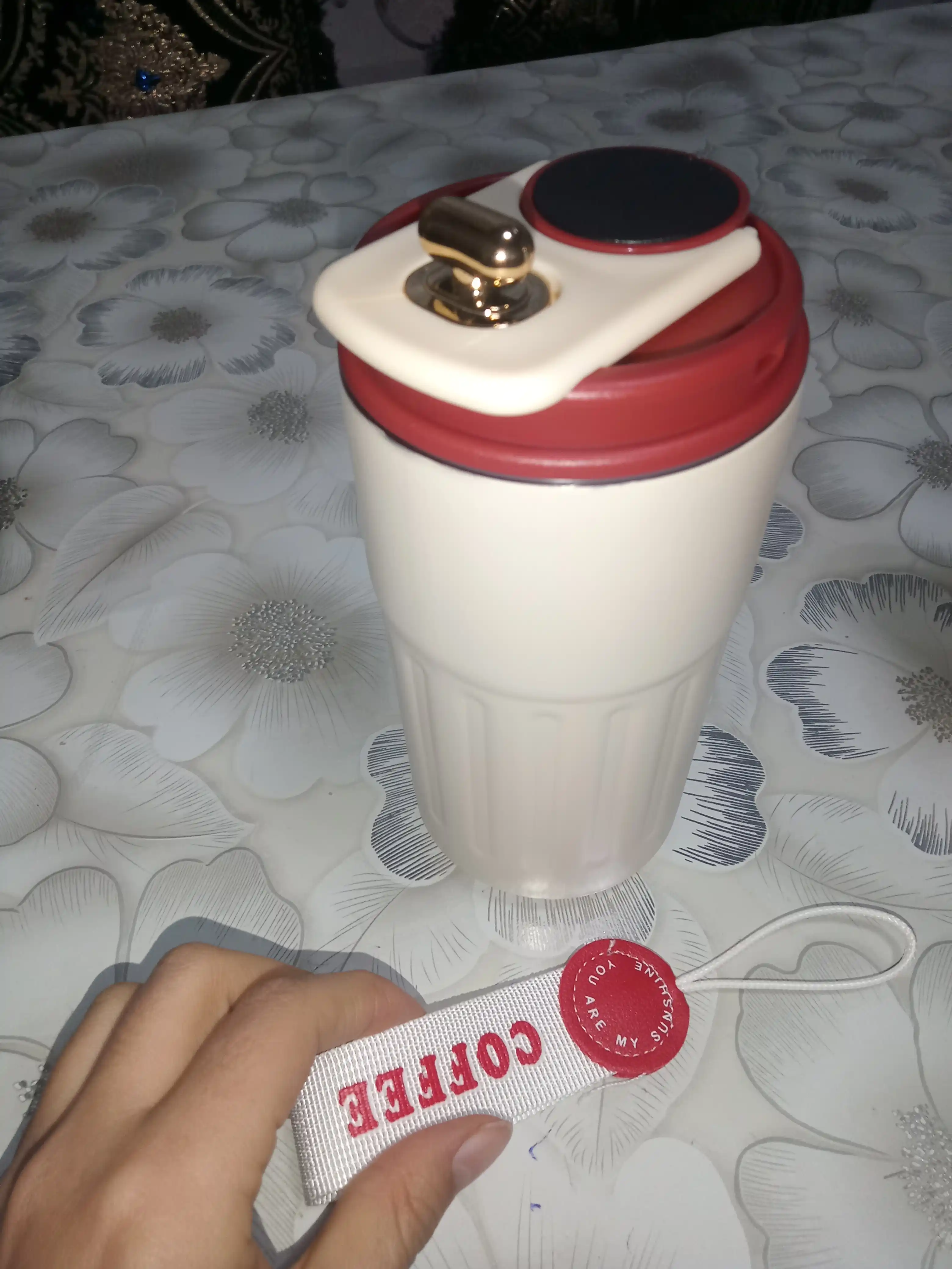 Termokrujka qahva uchun, termos krujka, harorat sensori bilan, 460 ml