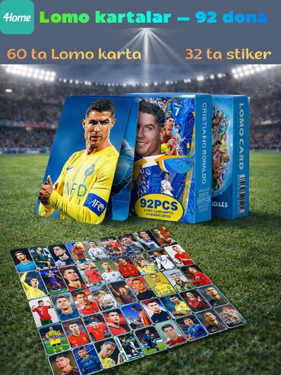 Lomo карты 92 шт (60 карт + 32 стикера) — футбол, баскетбол, супергерои — 4HOME-2091308-БАГРОВ