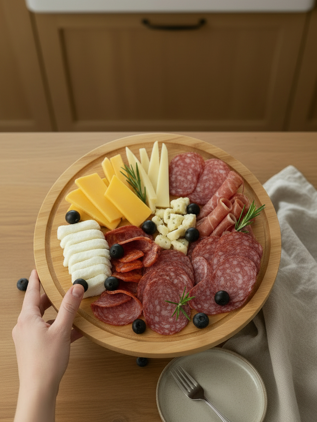 Круглая деревянная доска для подачи пиццы, стейка, сыра и сервировки