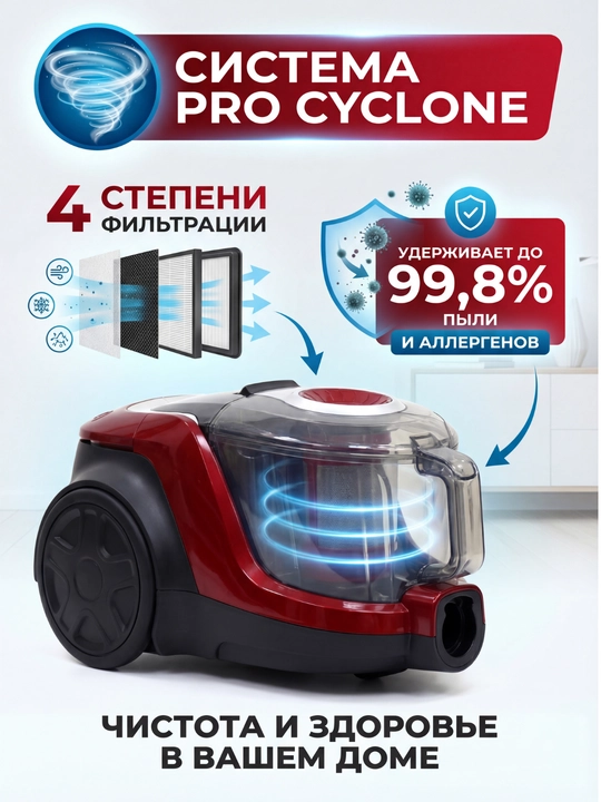 Пылесос Samsung PowerPro PSR-433, 4000w, 4 л, с телескопической трубкой, с HEPA фильтром