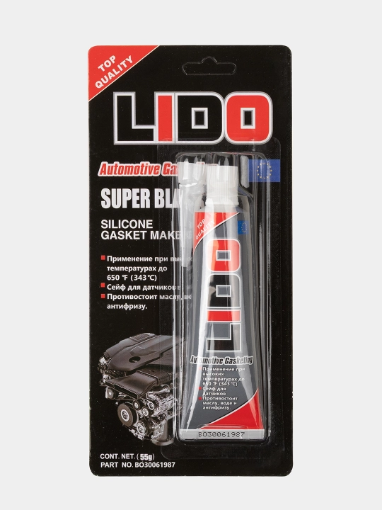 LIDO yuqori haroratga chidamli silikon germetik, dvigatel uchun, qora/kulrang, 55–105 g - 