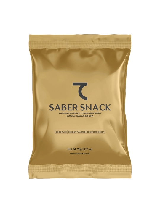 Семена подсолнечника со вкусом кокоса от Saber Snack, 90 гр в вакуумной упаковке