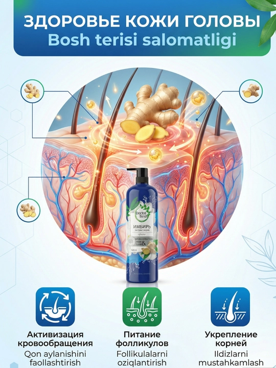 Doctor Fresh soch shampuni, barcha turdagi sochlar uchun, professional, 1600 ml