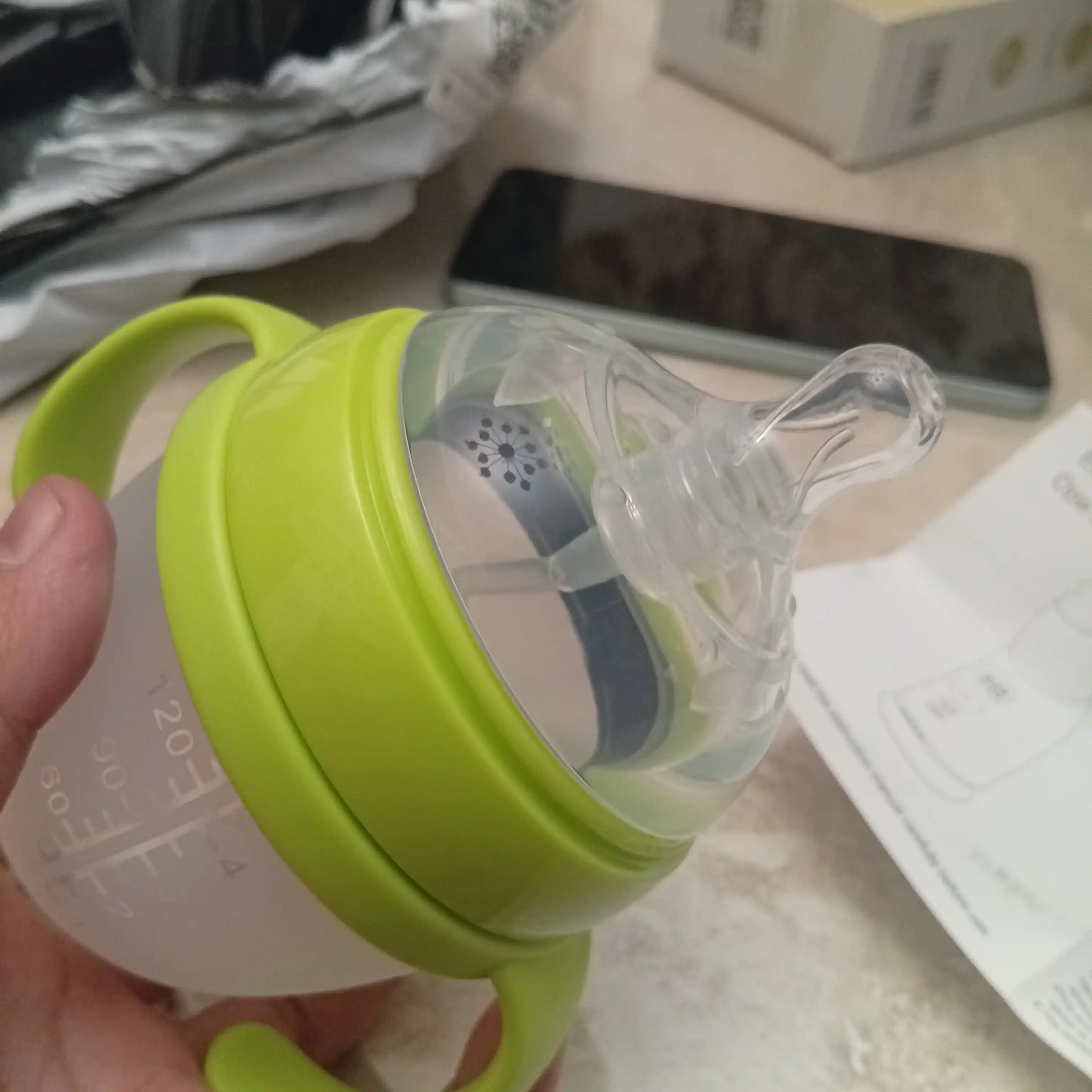 Детская бутылочка для кормления, с ручкой, силиконовая соска 150ML