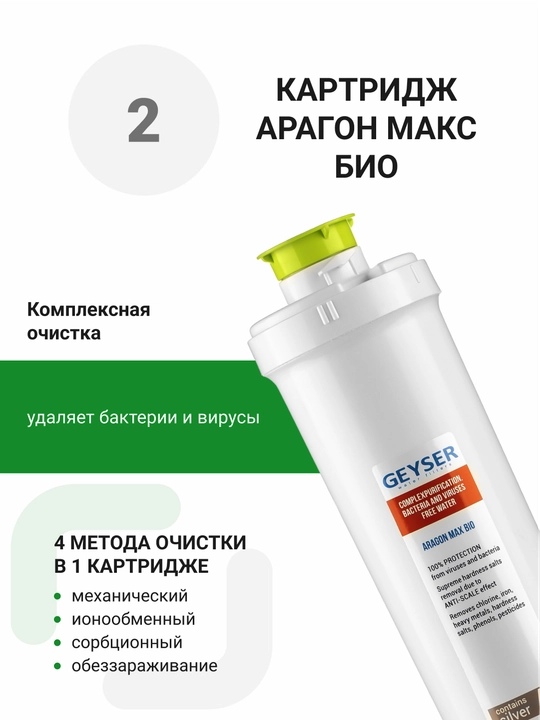 Geyser Smart MaxBio lavabo uchun suv filtri, qattiq suv uchun, viruslar va bakteriyalardan
