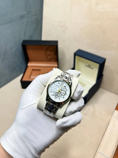 Мужские наручные часы Tissot, современный дизайн, уникальный стиль, в подарочной коробке — CLEANNE-TISSOT32SKLET-ЗОЛОТ
