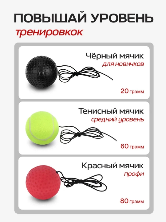 Файтбол Fight Ball мячик для бокса, боевой мяч на резинке, 2 шт