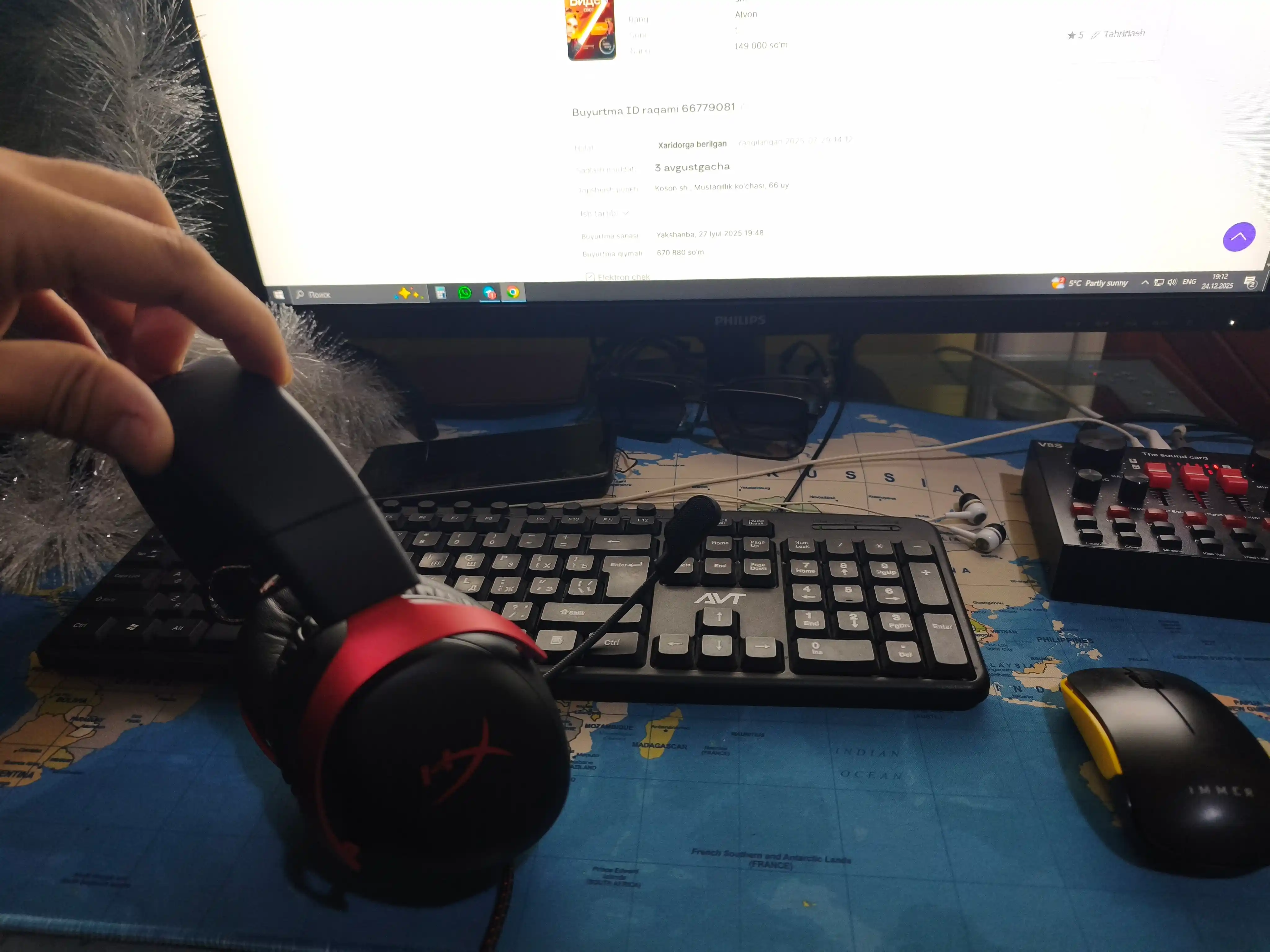 Oyin simli quloqchinlari HyperX Cloud III 7.1, oyin eshitish vositasi 727A8AA 727A9AA