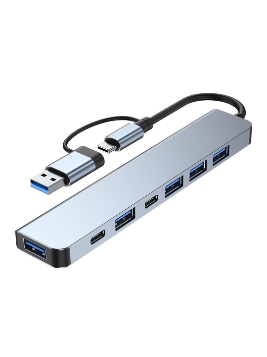 MacBook iPad Pro va Android iOS smartfonlari uchun 8 tasi 1 da C tipidagi USB HUB adapteri