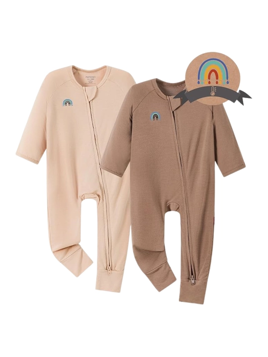 Momcozy bolalar pijamasi 2 dona — bambuk mato, harorat indikatori, 6–24 oy - 