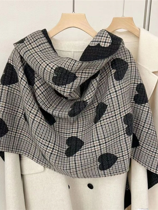 Katta sharf, 185×65 sm - ayollar va qizlar uchun,baxorgi sharf, yurakli dizayn