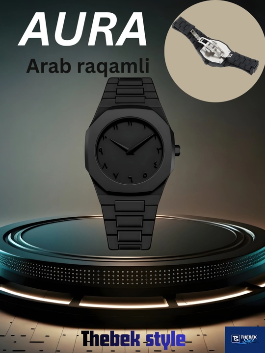 Aura Shadow Black—мужские наручные часыс арабскими цифрам, в классическом и спортивном стиле