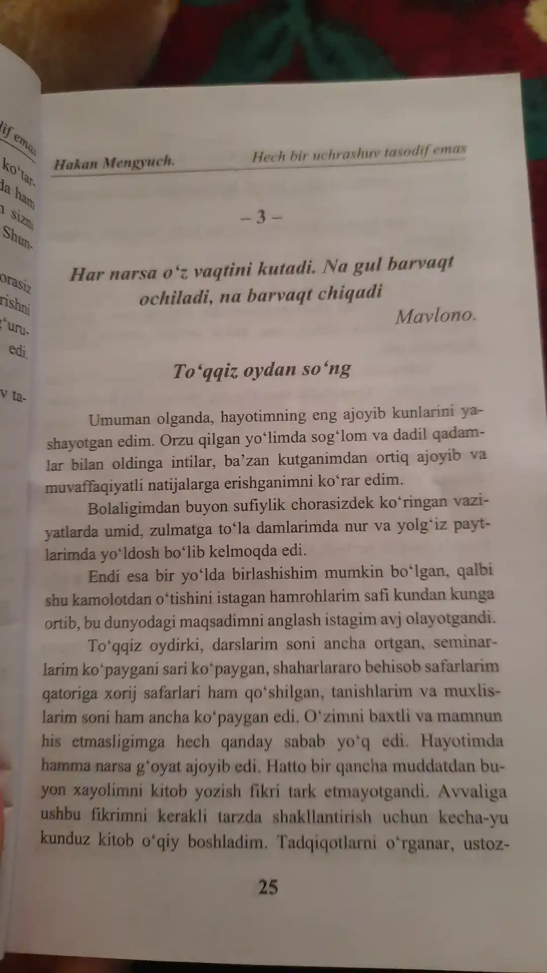 “Hech bir uchrashuv tasodif emas” har bir odam har bir voqea sizga saboq uchun yuborilgan