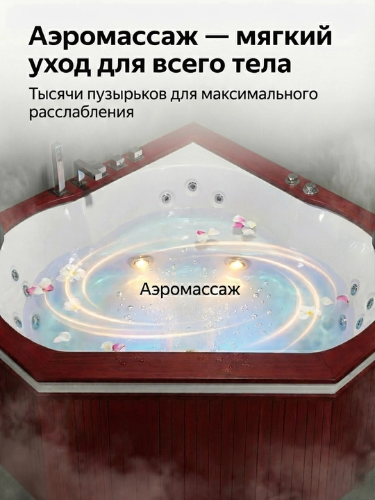 Aeromassaj, sensorli panel, LED yoritgichli akrildan tayyorlangan Jakuzi gidromassaj vannasi