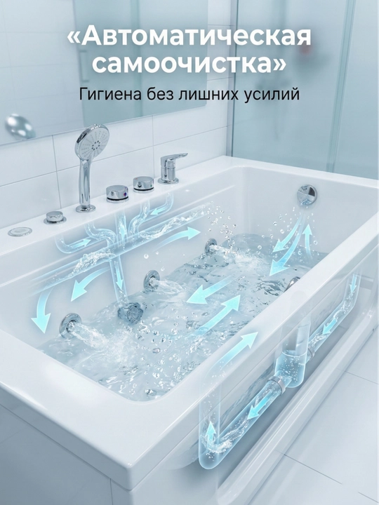 Aeromassaj, sensorli panel, LED yoritgichli akrildan tayyorlangan Jakuzi gidromassaj vannasi