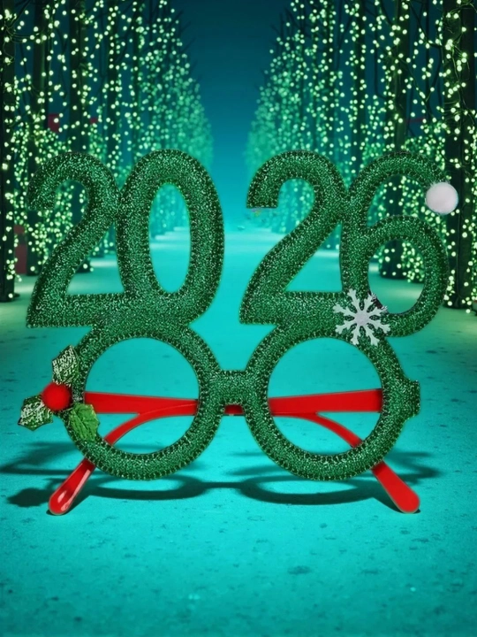 Yangi yil bolalar ko‘zoynagi 2026, karnaval, zamonaviy, yorqin, bezatilgan bayram