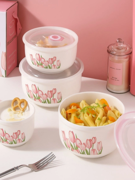 Контейнеры для хранения продуктов Pink Love из боросиликатного стекла, герметичные