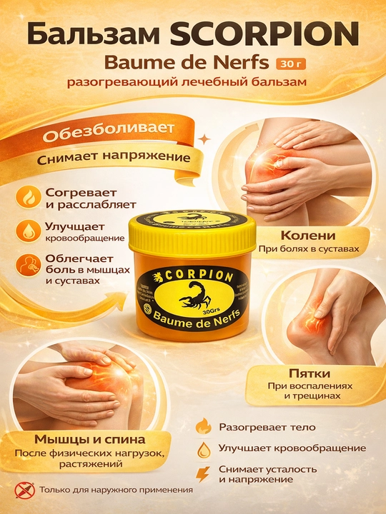 Разогревающий бальзам Scorpion Baume de Nerfs, 30 г - 