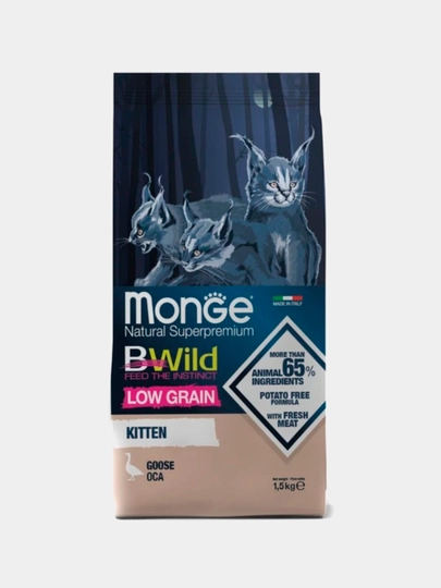 Сухой корм Monge Bwild Low Grain Kitten Goose, 1500 г